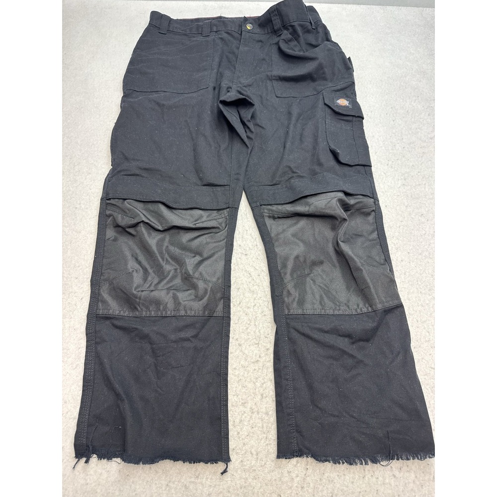 Dickies FLEX Cargo Pants Mens 38x30 Black Canvas Workwear Reinforced Knee Panels
